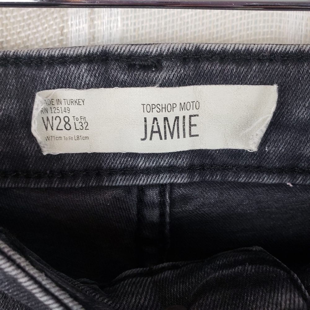 Topshop Moto Jamie Skinny Jeans Ribbon Black Size W28 L32 - Picture 4 of 8